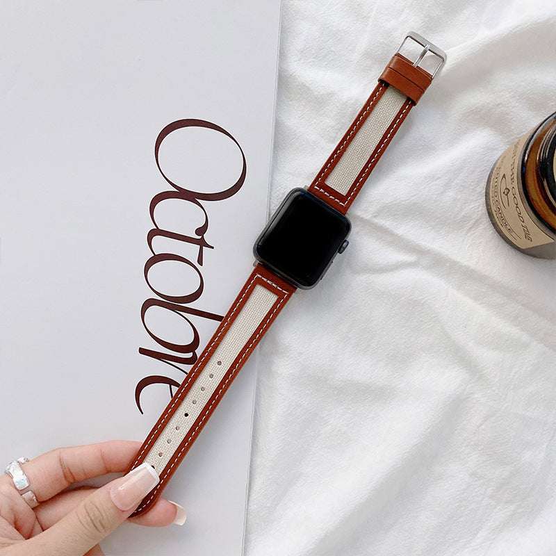 CASYFiE Browns Leather & Nylon Apple Watch Strap