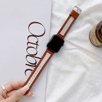 CASYFiE Browns Leather & Nylon Apple Watch Strap