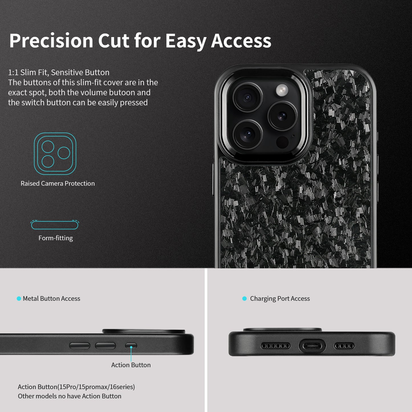 Premium Forged Carbon Fibre Metal Frame Apple iPhone Case
