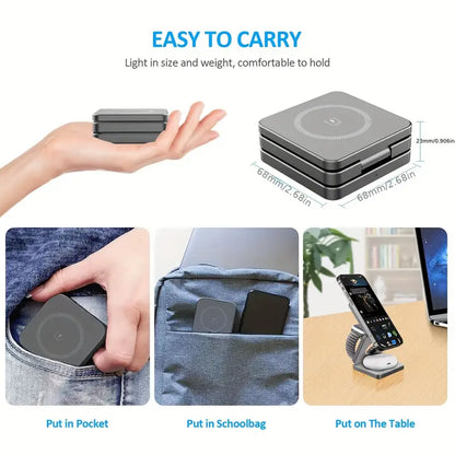 3 in 1 Foldable Magnetic Portable Wireless Charger