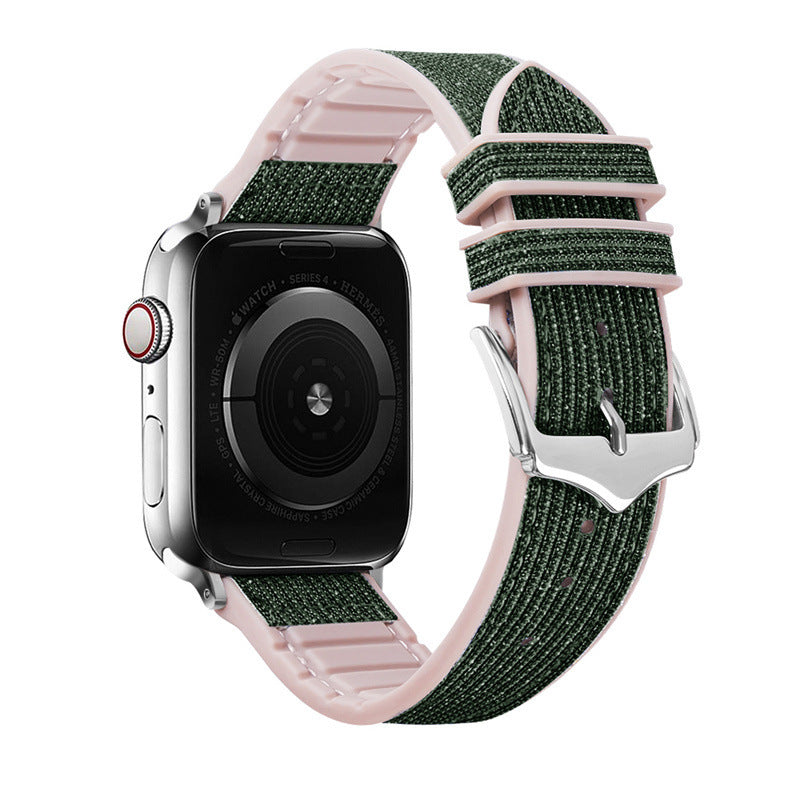 Leather Silicone Blingy Apple Watch Strap