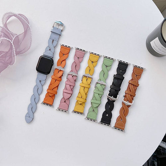 Woven Pattern Leather Apple Watch Strap
