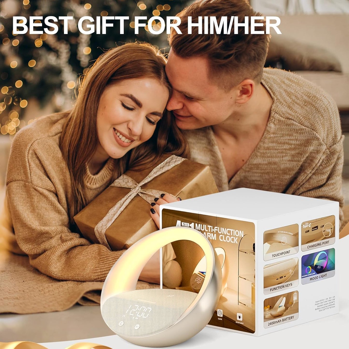Wake-Up Light with Wireless Charger & Speaker
