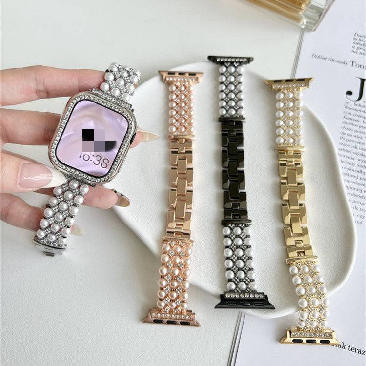 Women's Premium Pearl Chain Metal Apple Watch Strap