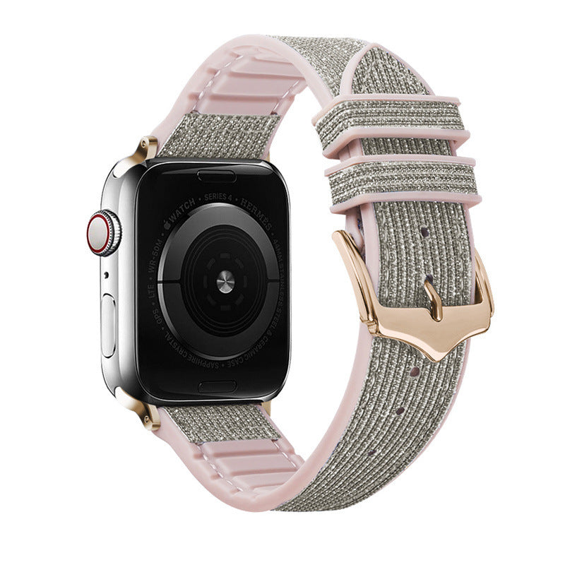 Leather Silicone Blingy Apple Watch Strap