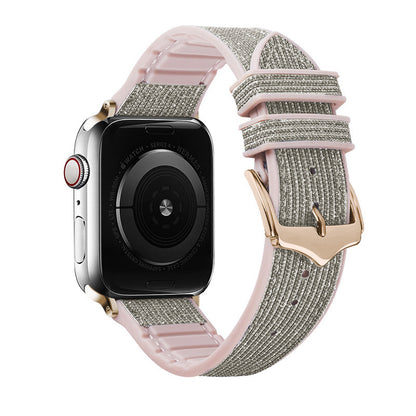 Leather Silicone Blingy Apple Watch Strap