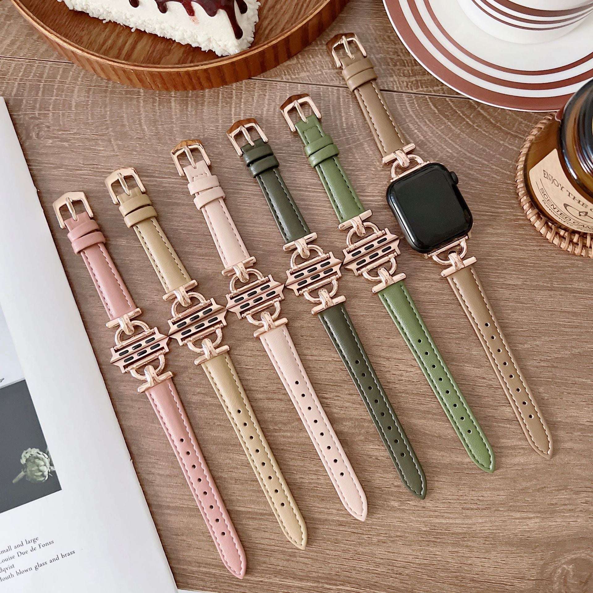 D-shaped Leather Apple Watch Strap