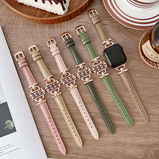 D-shaped Leather Apple Watch Strap