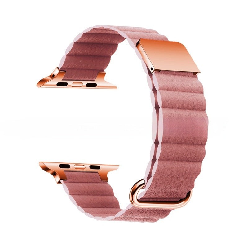 Genuine Leather Magnetic Reverse Buckle Watch Strap