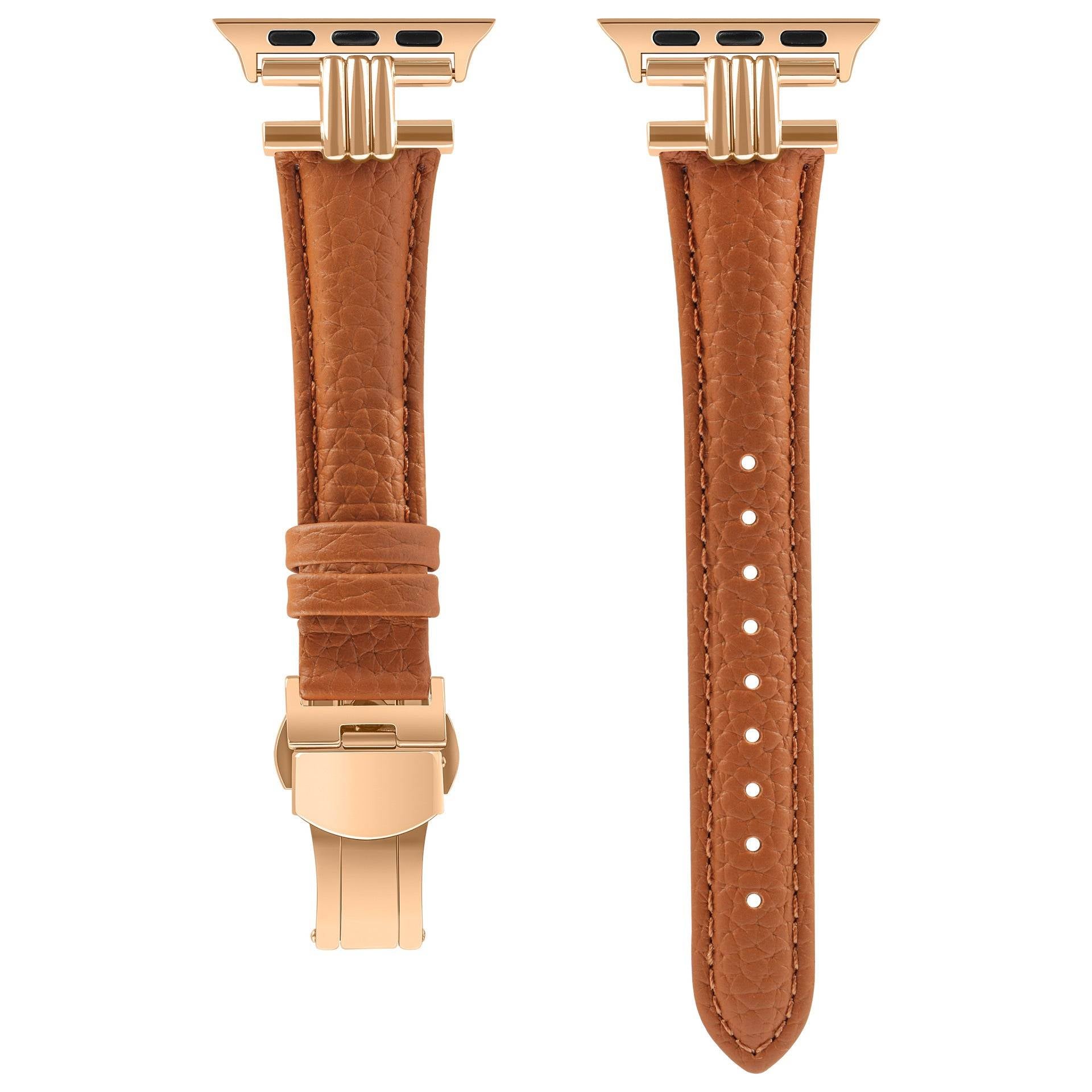 Three Vertical Head Metal Butterfly Buckle Apple Watch Strap