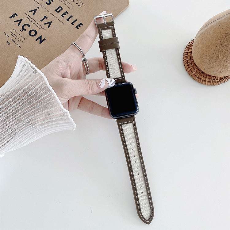 CASYFiE Browns Leather & Nylon Apple Watch Strap