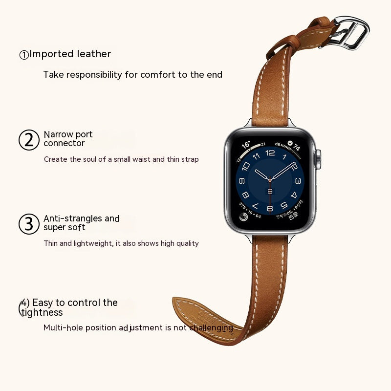 Single Ring and Slim Leather Apple Watch Strap
