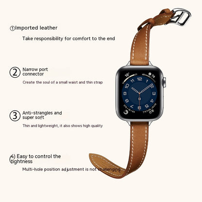 Single Ring and Slim Leather Apple Watch Strap