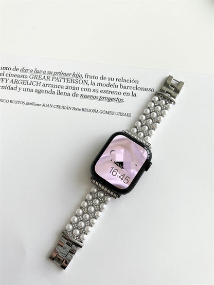 Women's Premium Pearl Chain Metal Apple Watch Strap