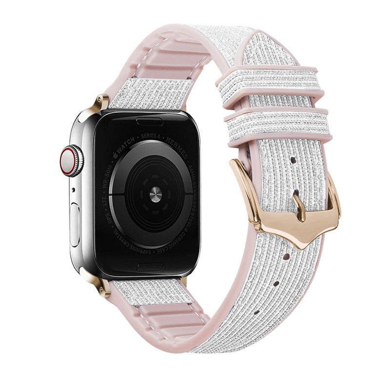 Leather Silicone Blingy Apple Watch Strap