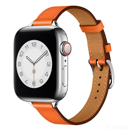Single Ring and Slim Leather Apple Watch Strap