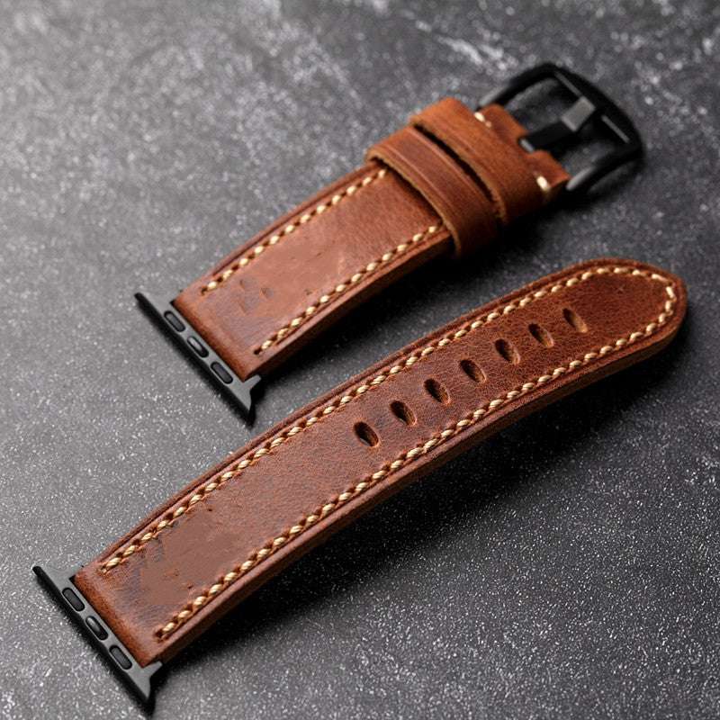 Hand-made Vintage Style Leather Apple Watch Strap