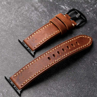 Hand-made Vintage Style Leather Apple Watch Strap