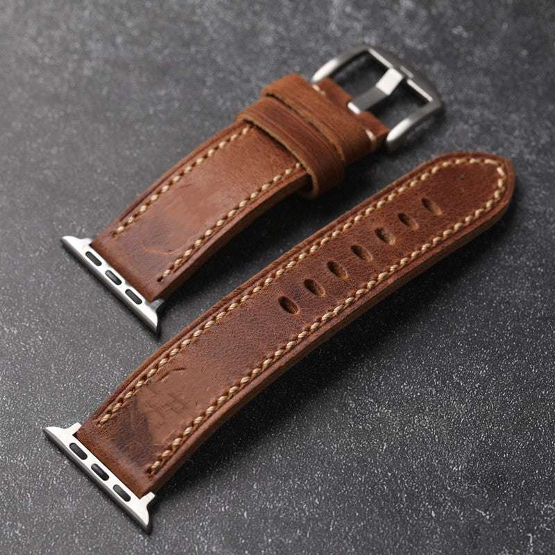 Hand-made Vintage Style Leather Apple Watch Strap