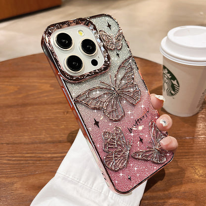 Silicone Butterfly Glitter Anti-fall Apple iPhone Case