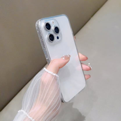 Galaxy Transparent  Border & Camera Lens Glitter Apple iPhone Case