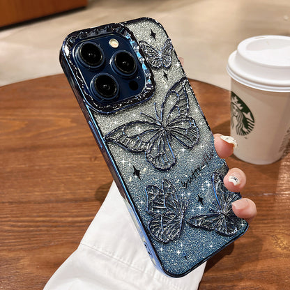 Silicone Butterfly Glitter Anti-fall Apple iPhone Case