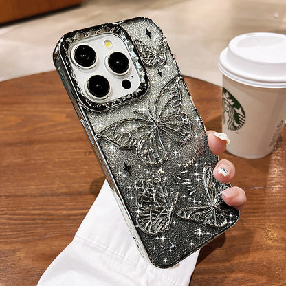 Silicone Butterfly Glitter Anti-fall Apple iPhone Case