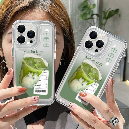 Matcha Latte Print Transparent Apple iPhone Case