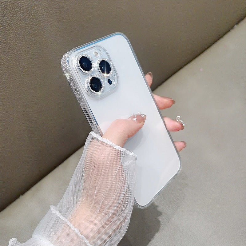 Galaxy Transparent  Border & Camera Lens Glitter Apple iPhone Case