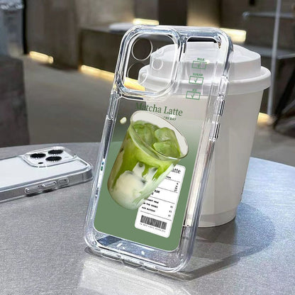 Matcha Latte Print Transparent Apple iPhone Case