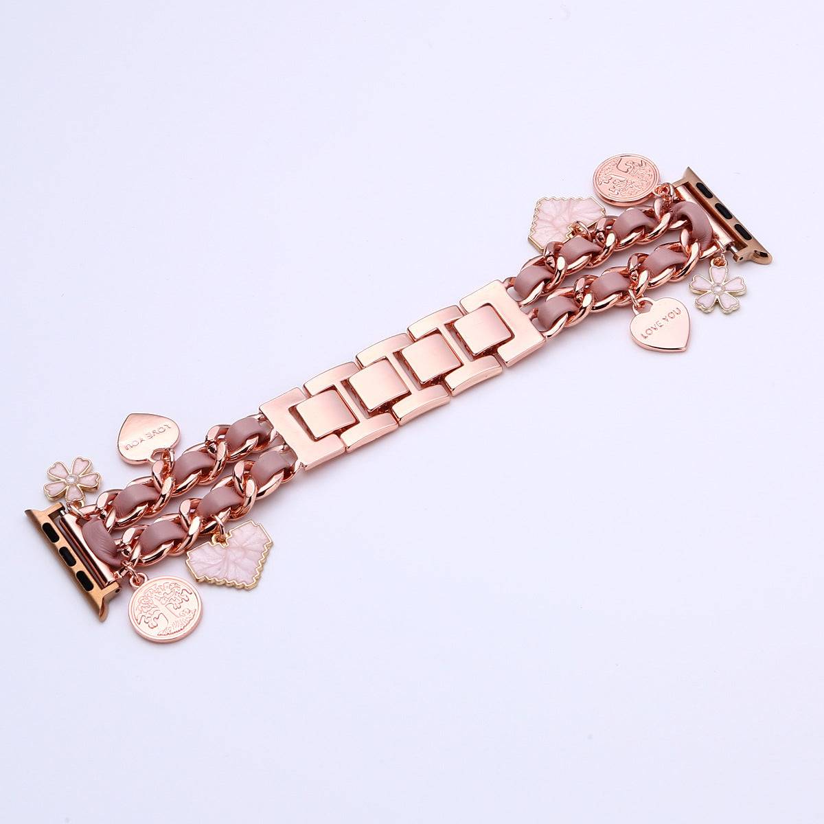 Metal & Leather With Charms Apple Watch Strap For Women
