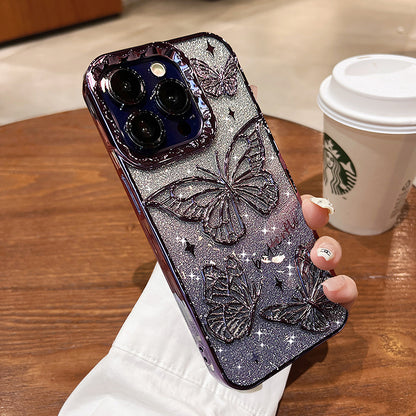 Silicone Butterfly Glitter Anti-fall Apple iPhone Case