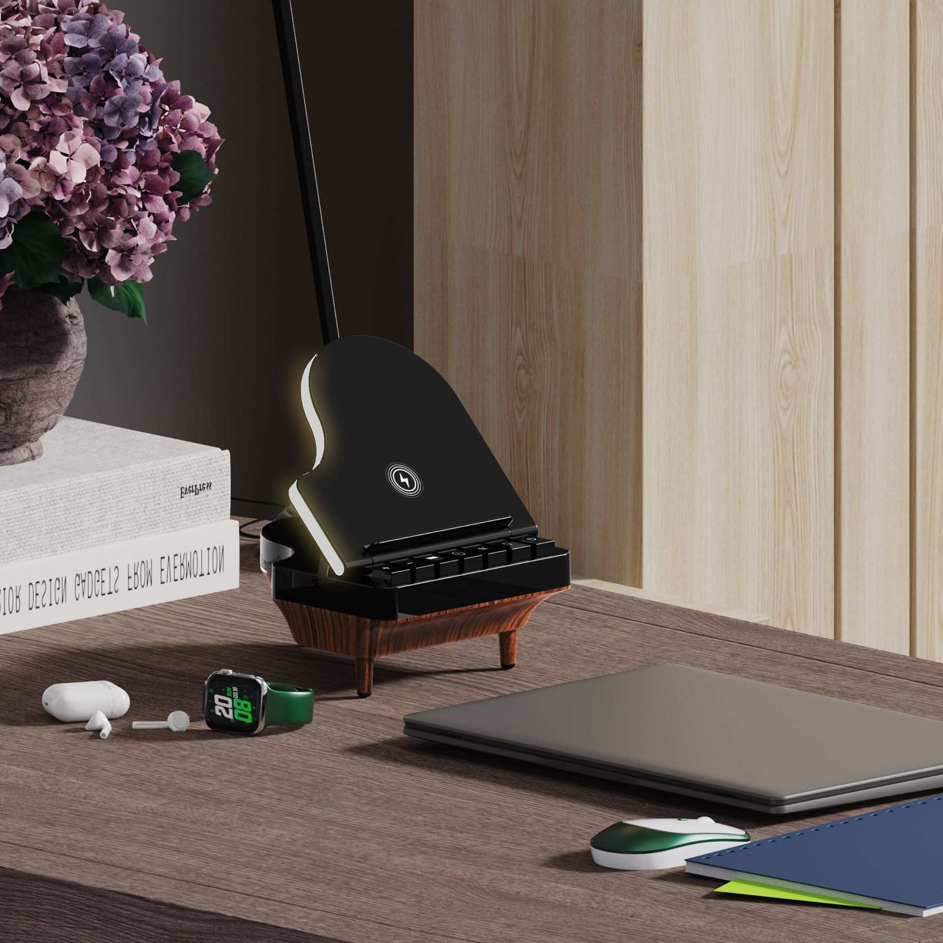 Piano Wireless Charger With Mobile Phone Holder