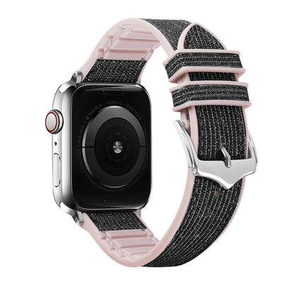 Leather Silicone Blingy Apple Watch Strap