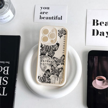 Retro Butterfly Print Drop-resistant iPhone Case