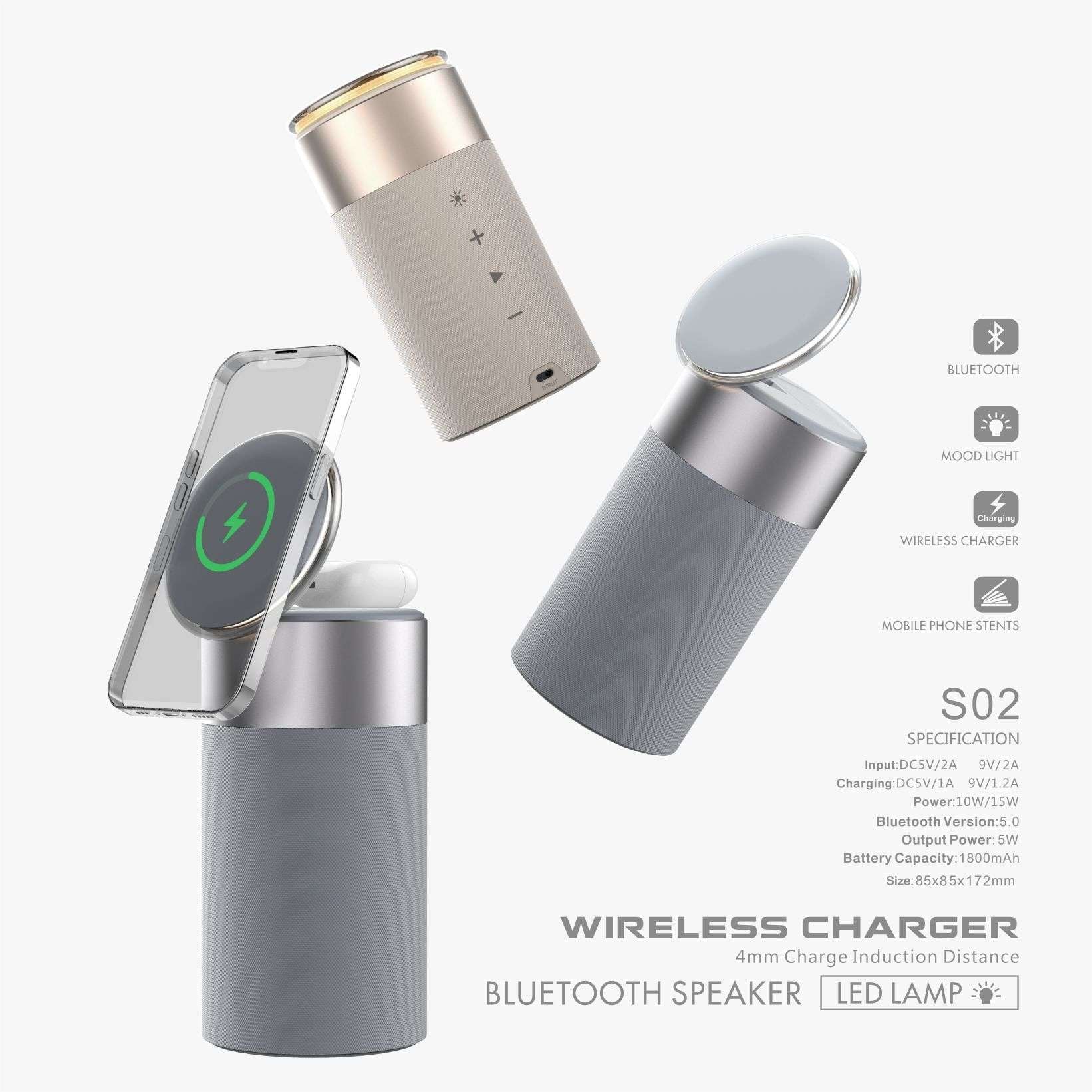 3-in-1 Wireless Charger & Bluetooth Speaker Lamp