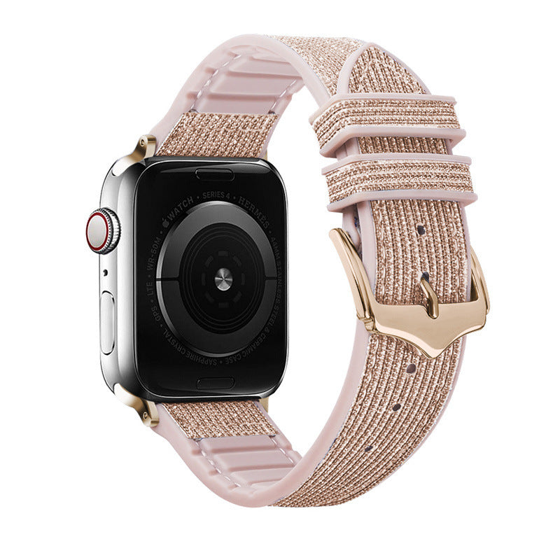 Leather Silicone Blingy Apple Watch Strap