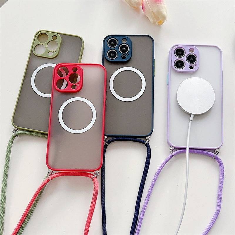 Magnetic Lanyard Transparent Crossbody Drop-resistant  Apple iPhone Case