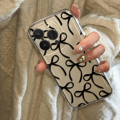 Black Ribbon Bow Light Transparent Soft Apple iPhone Case