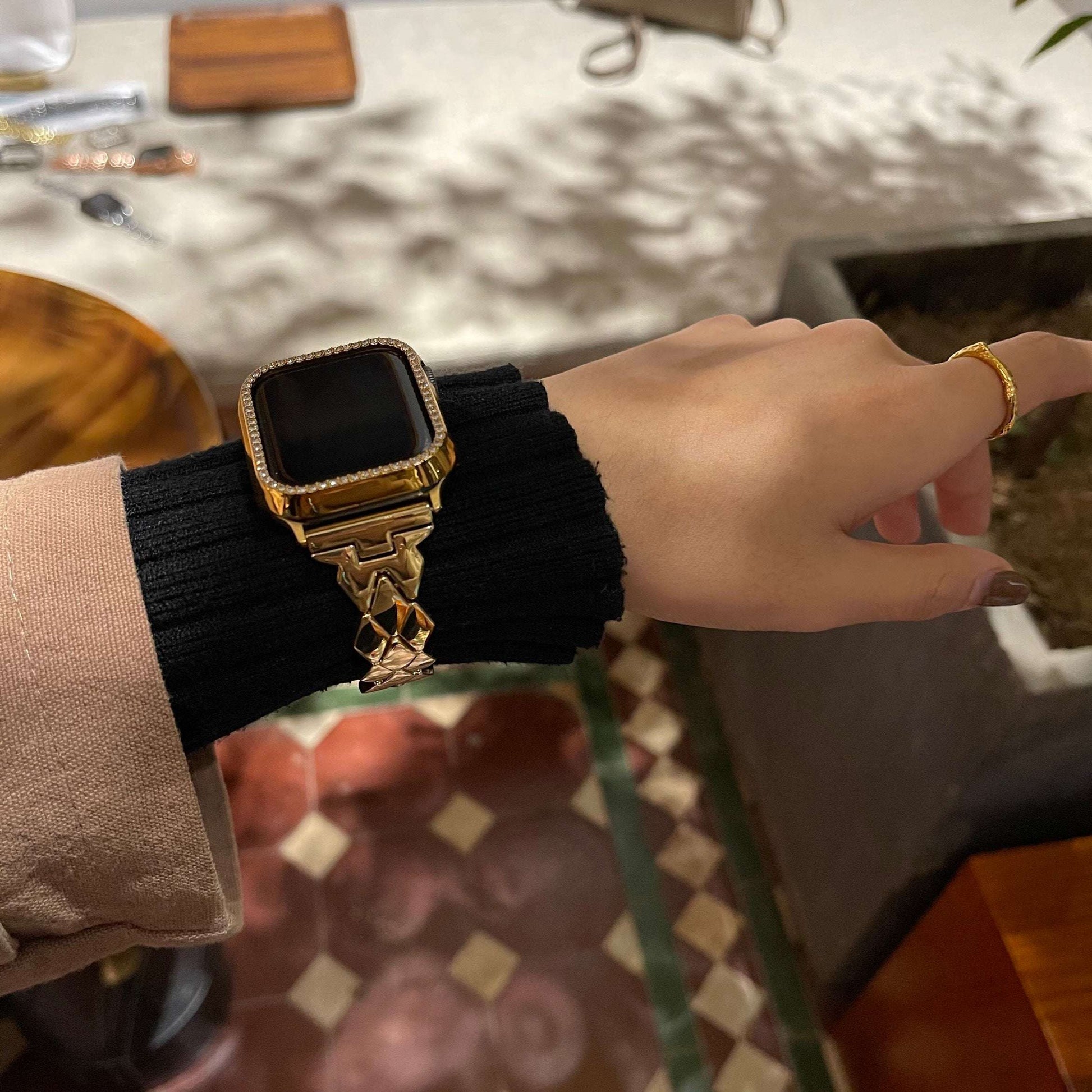 Exquisite Rhombic Metal Apple Watch Strap For  Her