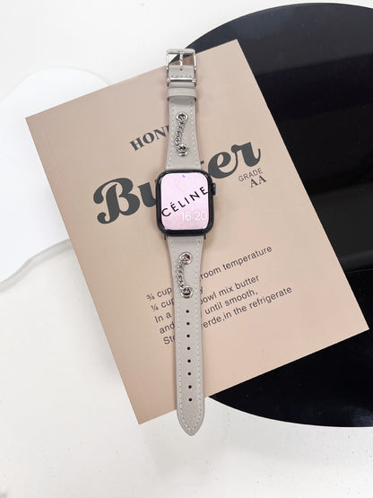 Retro Design Metal Chain Leather Apple Watch Strap