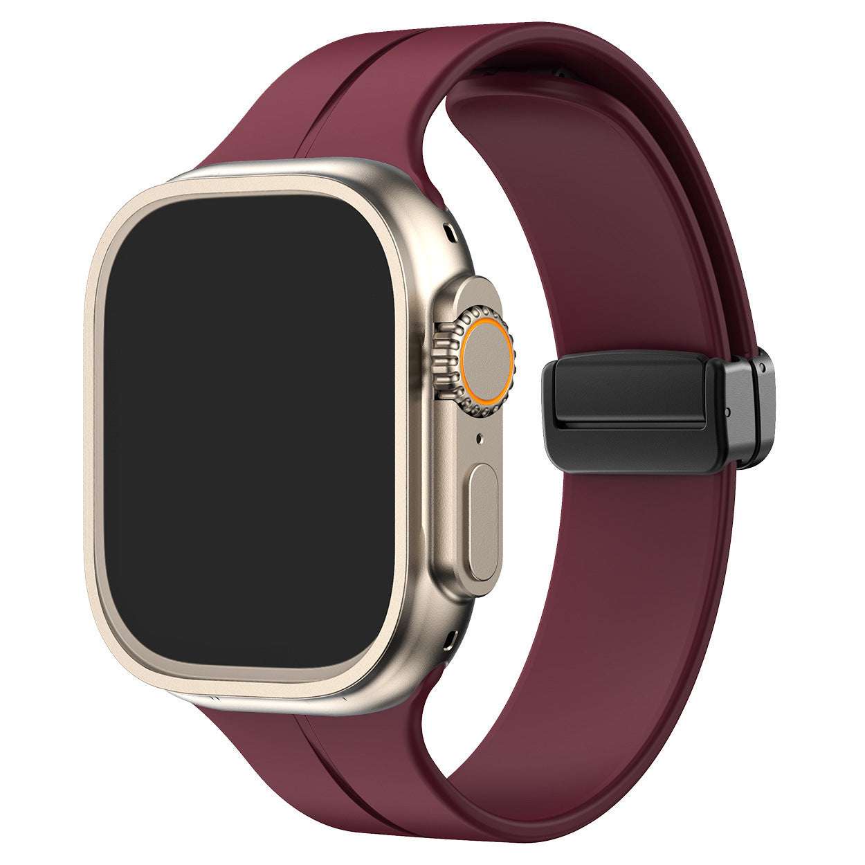 Magnetic Folding Buckle Silicone Apple Watch Strap