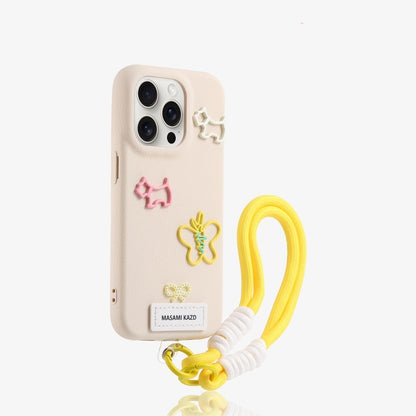 Faux Leather Drop-resistant iPhone Case With Lanyard