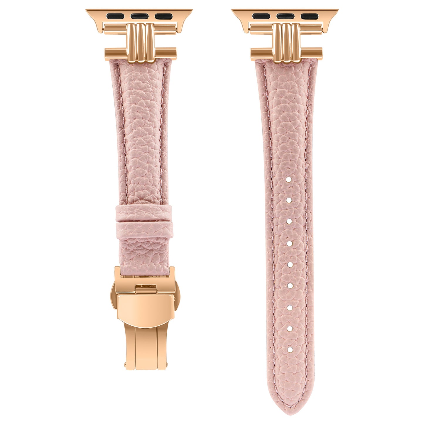 Three Vertical Head Metal Butterfly Buckle Apple Watch Strap