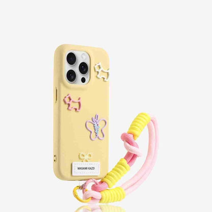 Faux Leather Drop-resistant iPhone Case With Lanyard