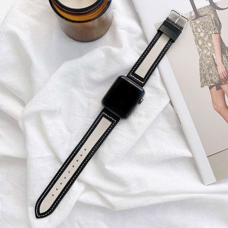 CASYFiE Browns Leather & Nylon Apple Watch Strap