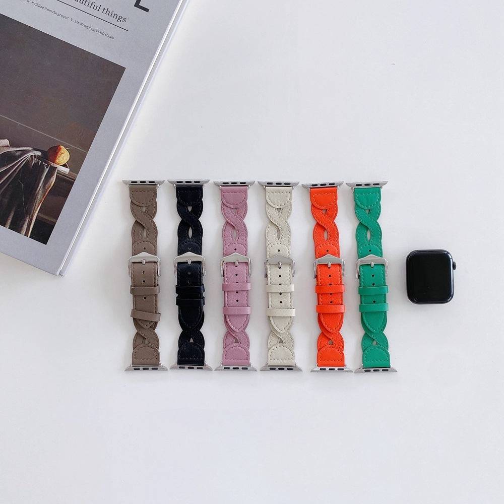 Woven Pattern Leather Apple Watch Strap
