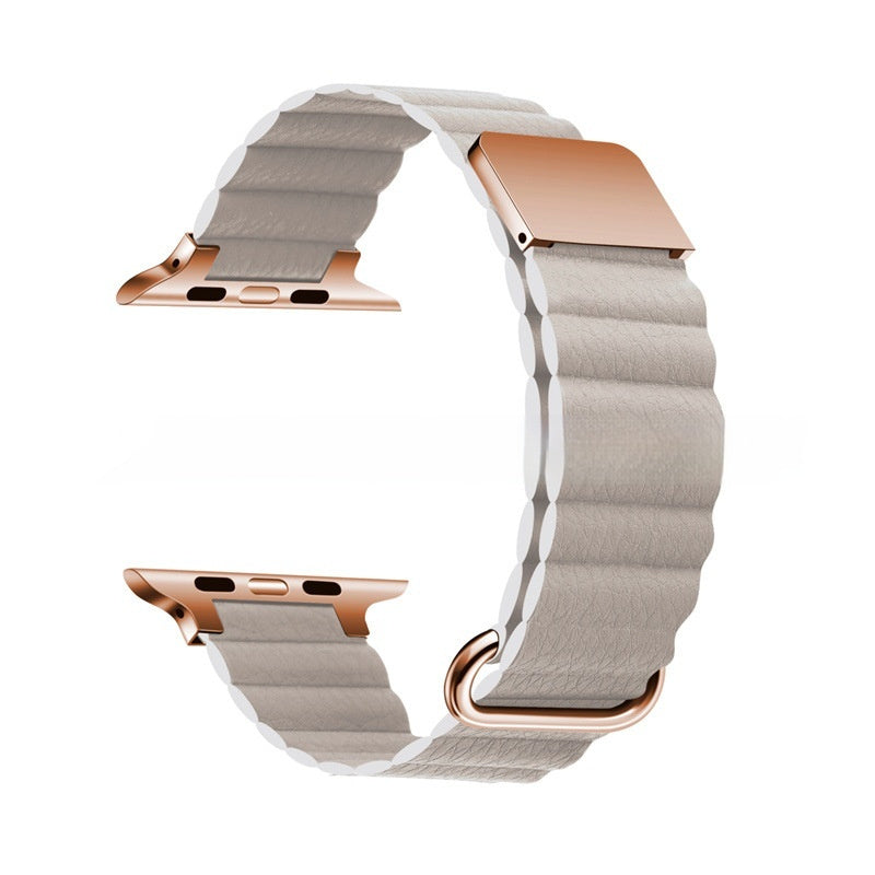 Genuine Leather Magnetic Reverse Buckle Watch Strap