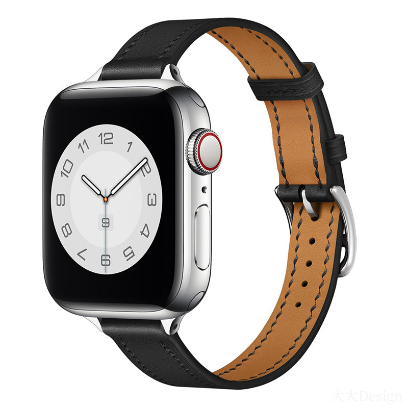 Single Ring and Slim Leather Apple Watch Strap