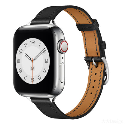 Single Ring and Slim Leather Apple Watch Strap